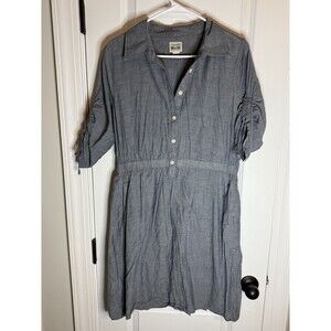 Converse One Star Shirt Dress Womens L Chambray Quarter Sleeve Button Front Top